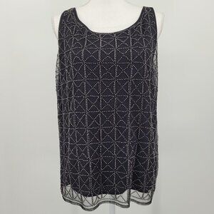 Chico's Black Metallic Beaded Sleeveless Top